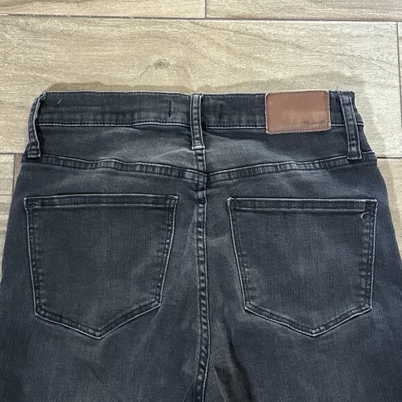 Madewell High Rise Cali Demi Faded Wash Boot Black Raw Hem Cropped Jeans 27 - Picture 11 of 12